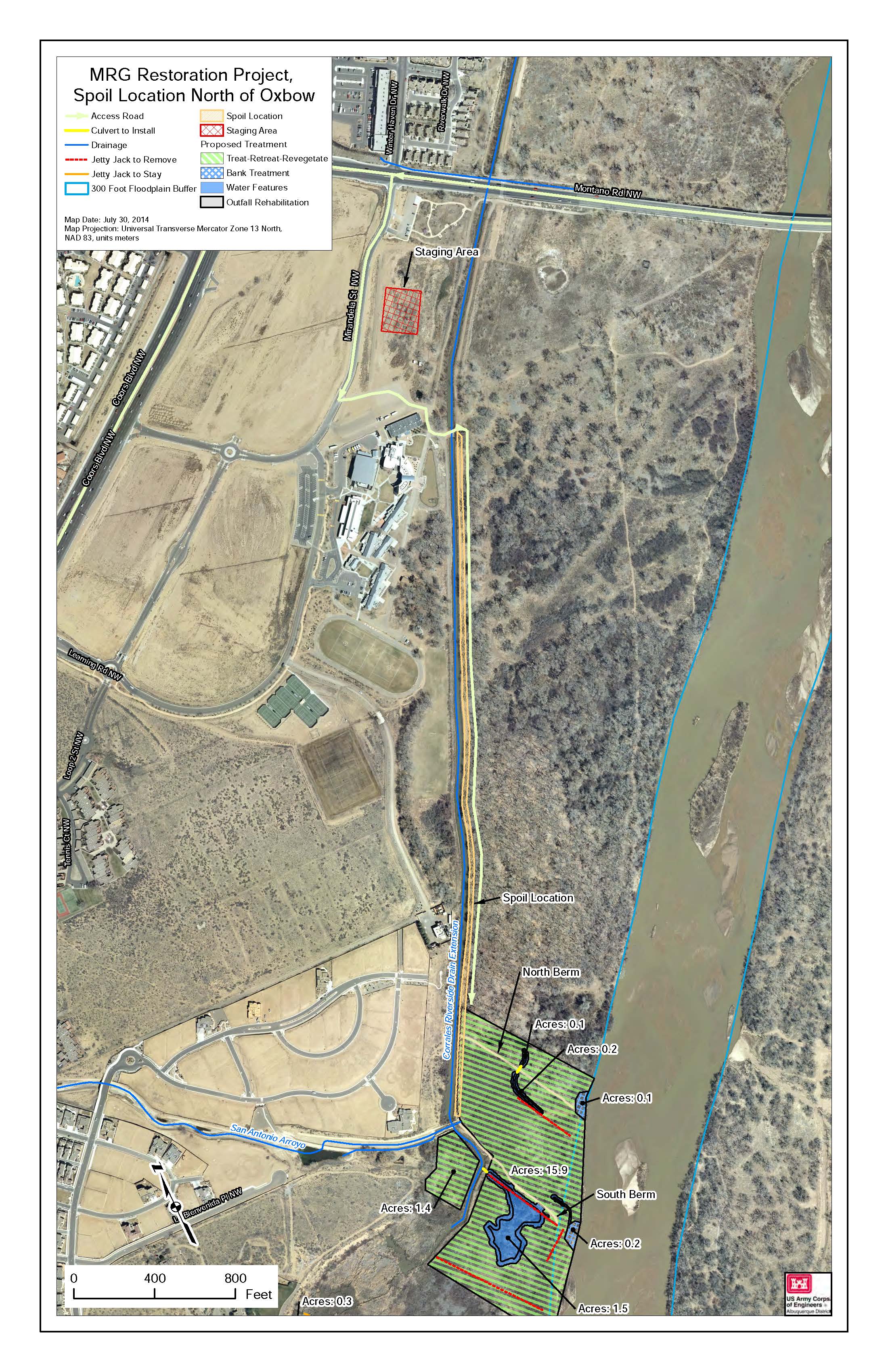 Map of location of Oxbow Restoration Project construction