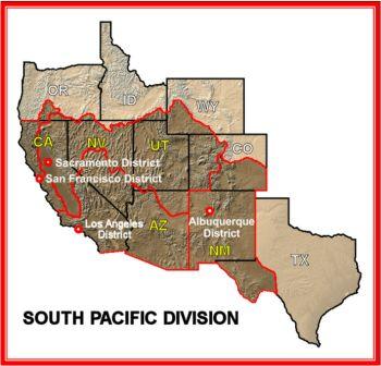 map of South Pacific Division boundaries