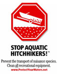 Stop Aquatic Hitchhikers! Graphic of boat coming out of lake 